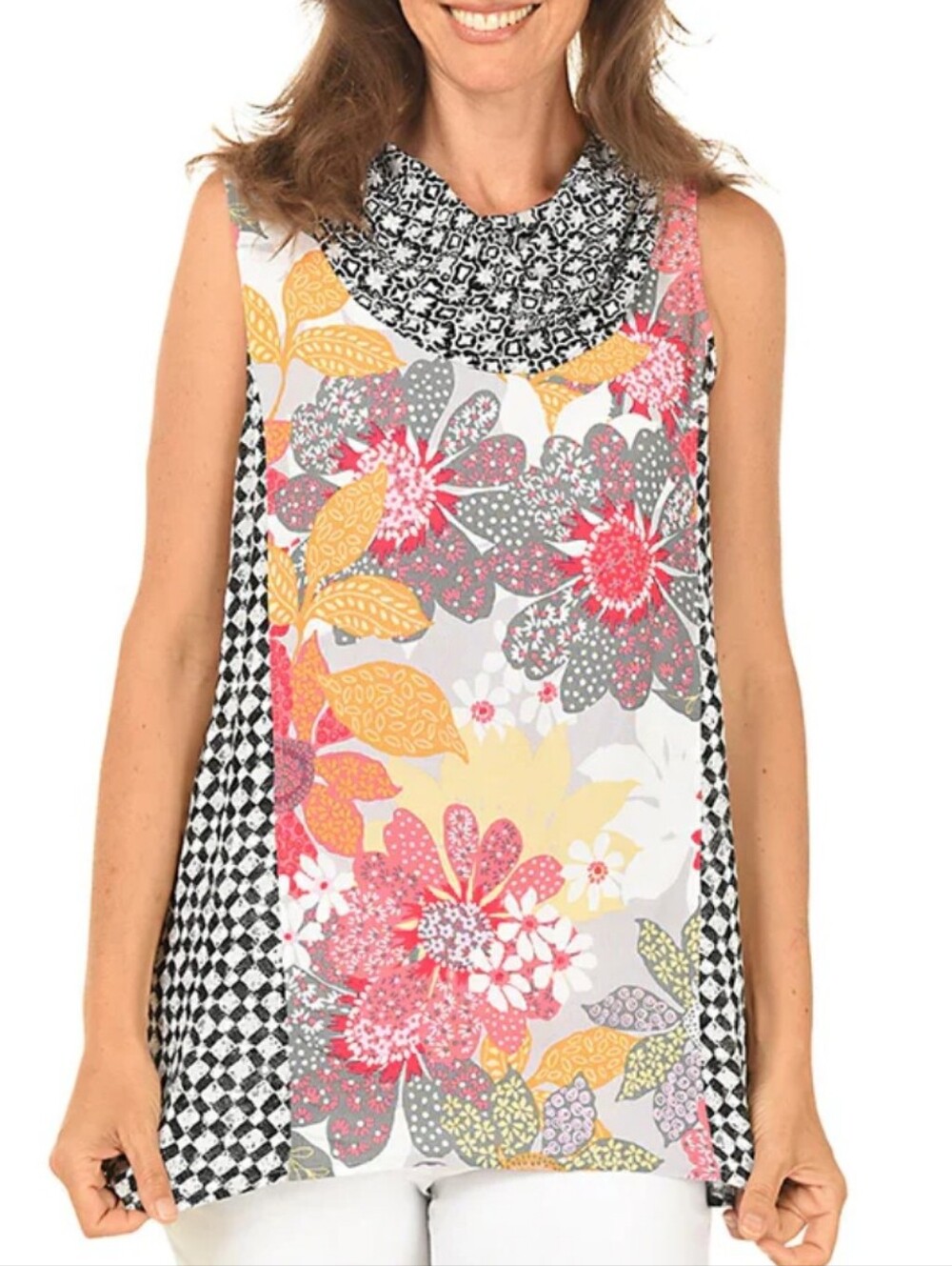 Habitat Sleeveless Mixed Floralcowl Neck Tunic Size XL